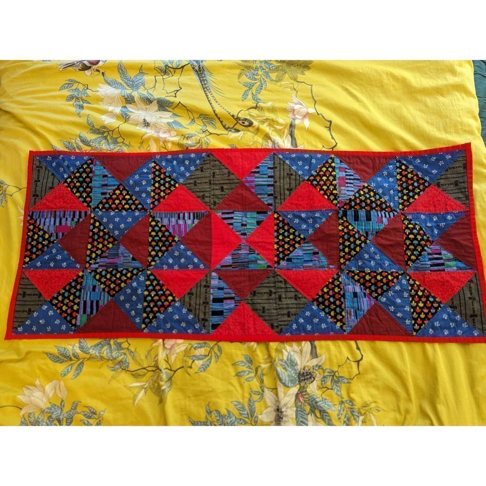 patchwork and polkadot reversible table runner new no tags